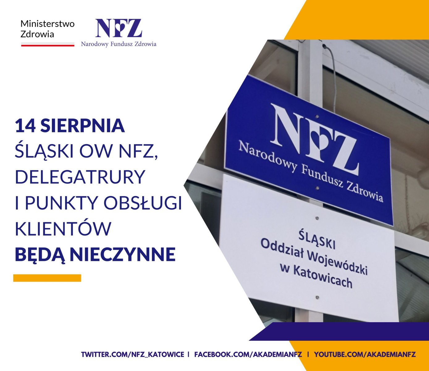 14.08.2026r. Śląski OW NFZ będzie nieczynny