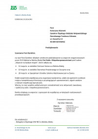 Podziękowanie za współpracę przy organizacji Dni Osób z Niepełnosprawnościami
