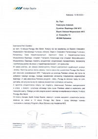 Podziękowanie za wsparcie wydarzenia pt. „Pociąg bez barier”